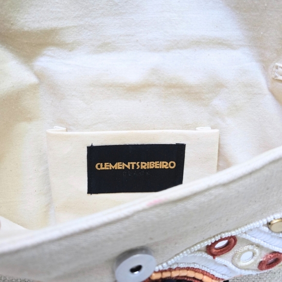 Clements Ribeiro Black Colorful Beaded Crossbody Bag Pom Pom Sequin Clutch - Picture 4 of 7